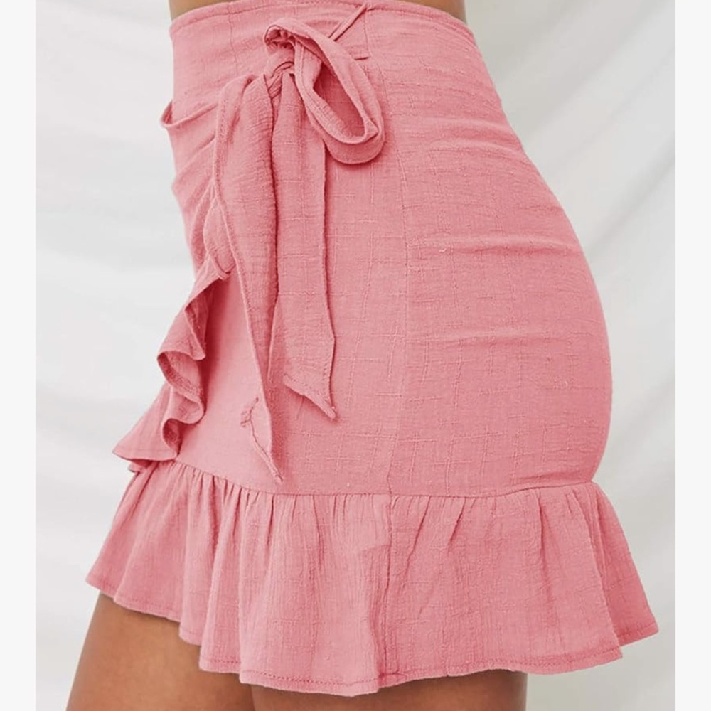 NWOT Amazon Coral Ruffled Wrap Skirt - Picture 2 of 16